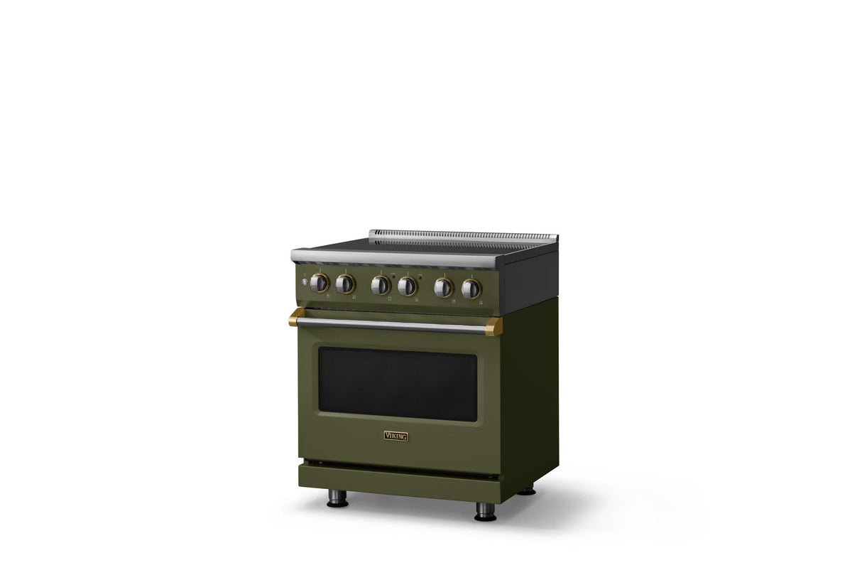 30"W. Induction Range (Finish: Martini, Trim: Brushed Brass)