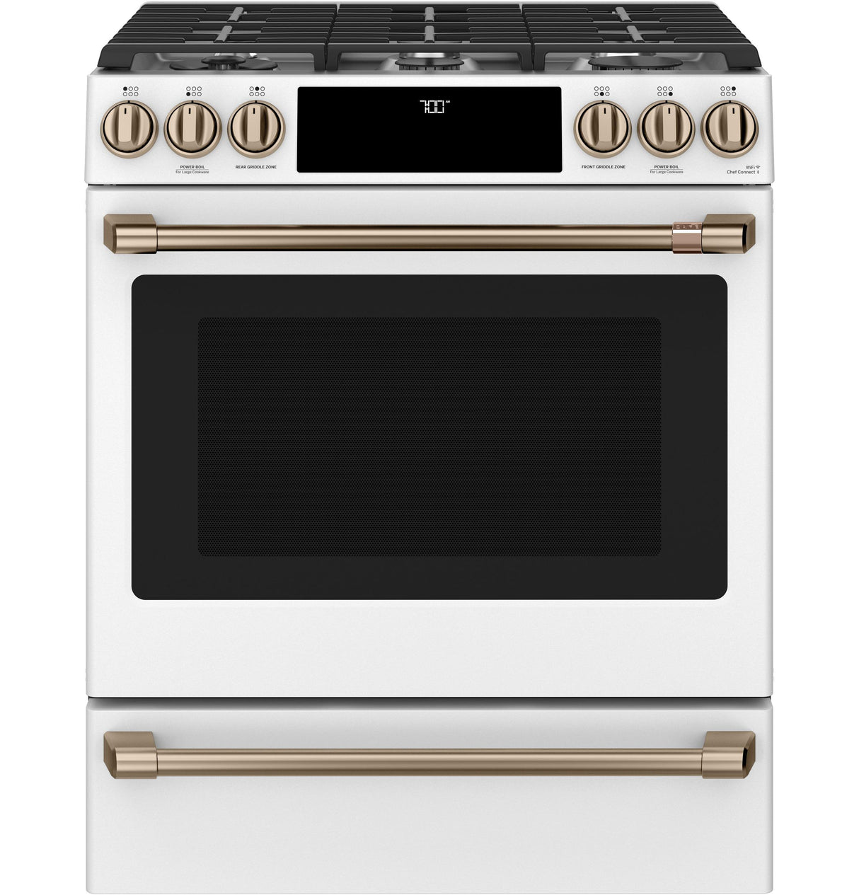 Café™ 30" Smart Slide-In, Front-Control, Gas Range with Convection Oven