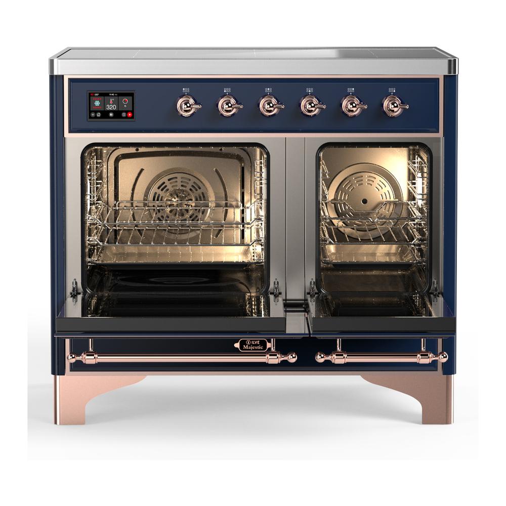ILVE UMDIB40NR3MBP Majestic III 40 inch Induction Range with 6 Elements, 3.82 cu. ft. Total Oven Capacity (Triple Glass Door, Midnight Blue, Copper)