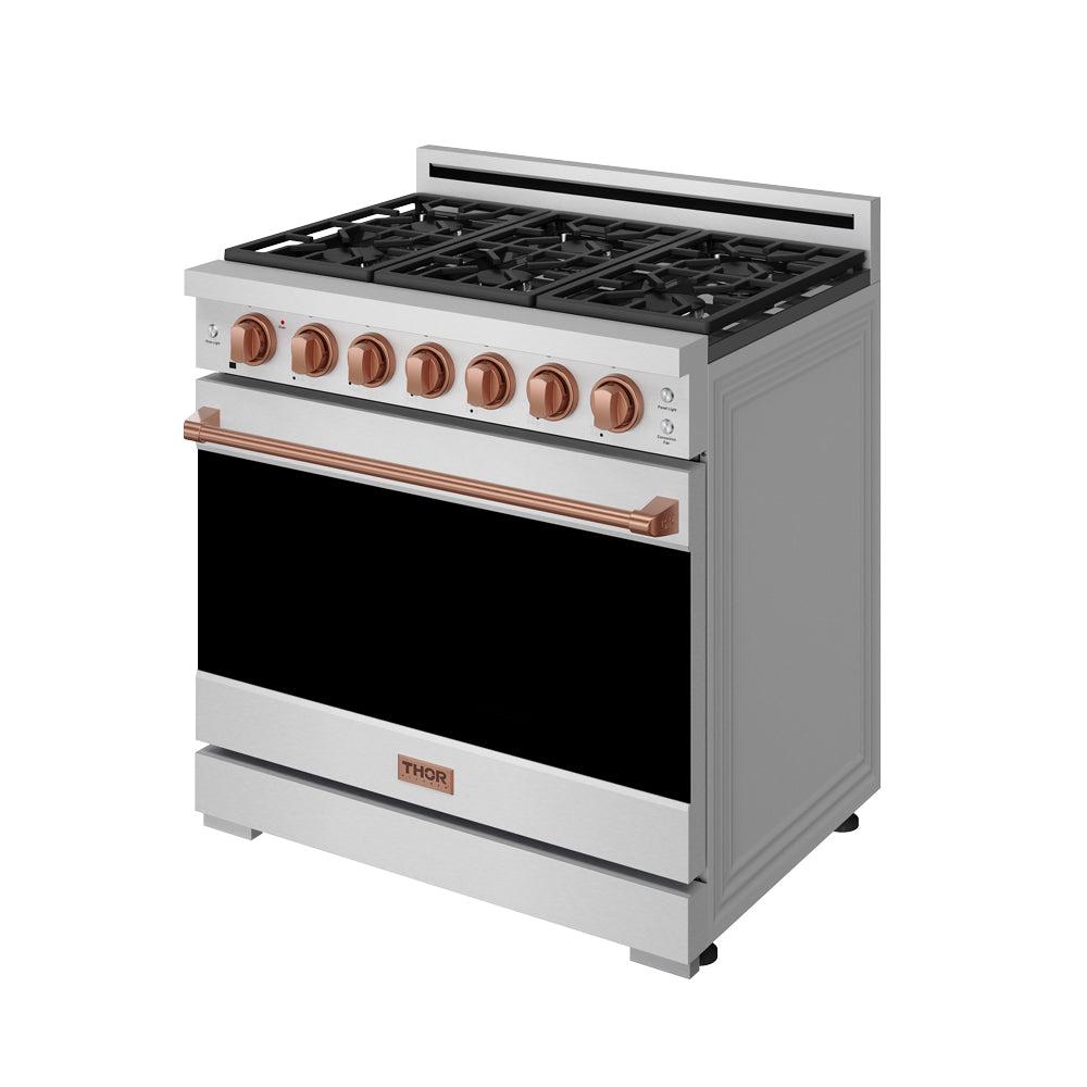 36 Inch Professional Liquid Propane Range With Precision Knob In Stainless Steel and Rose Gold Gordon Ramsay Series