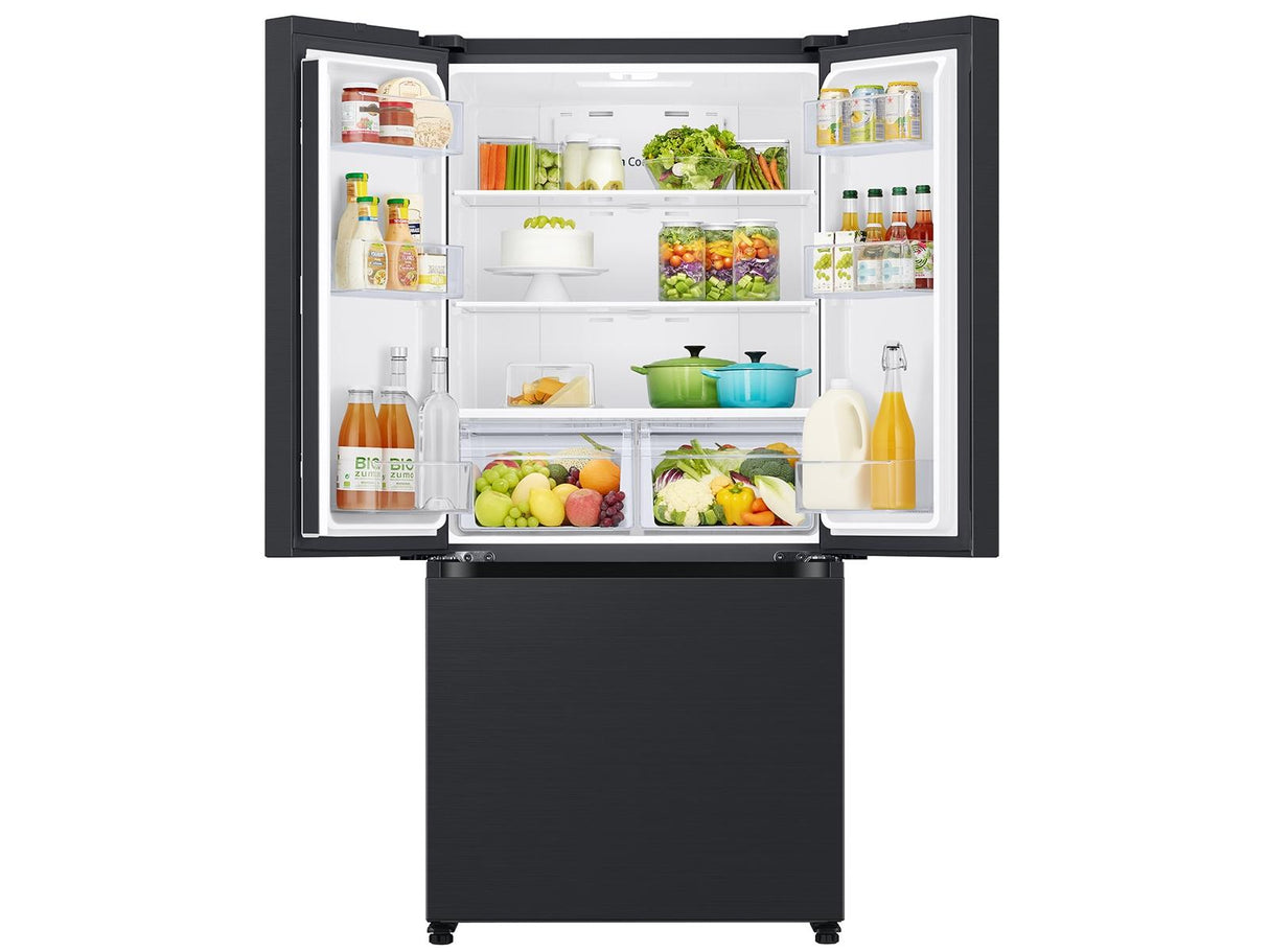 18 cu. ft. Counter Depth 3-Door French Door Refrigerator in Matte Black Steel
