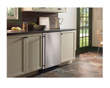 24" Refrigerator Freezer with Drawer Storage Marvel Refrigeration - Solid Panel Ready Overlay Door - Integrated Right Hinge