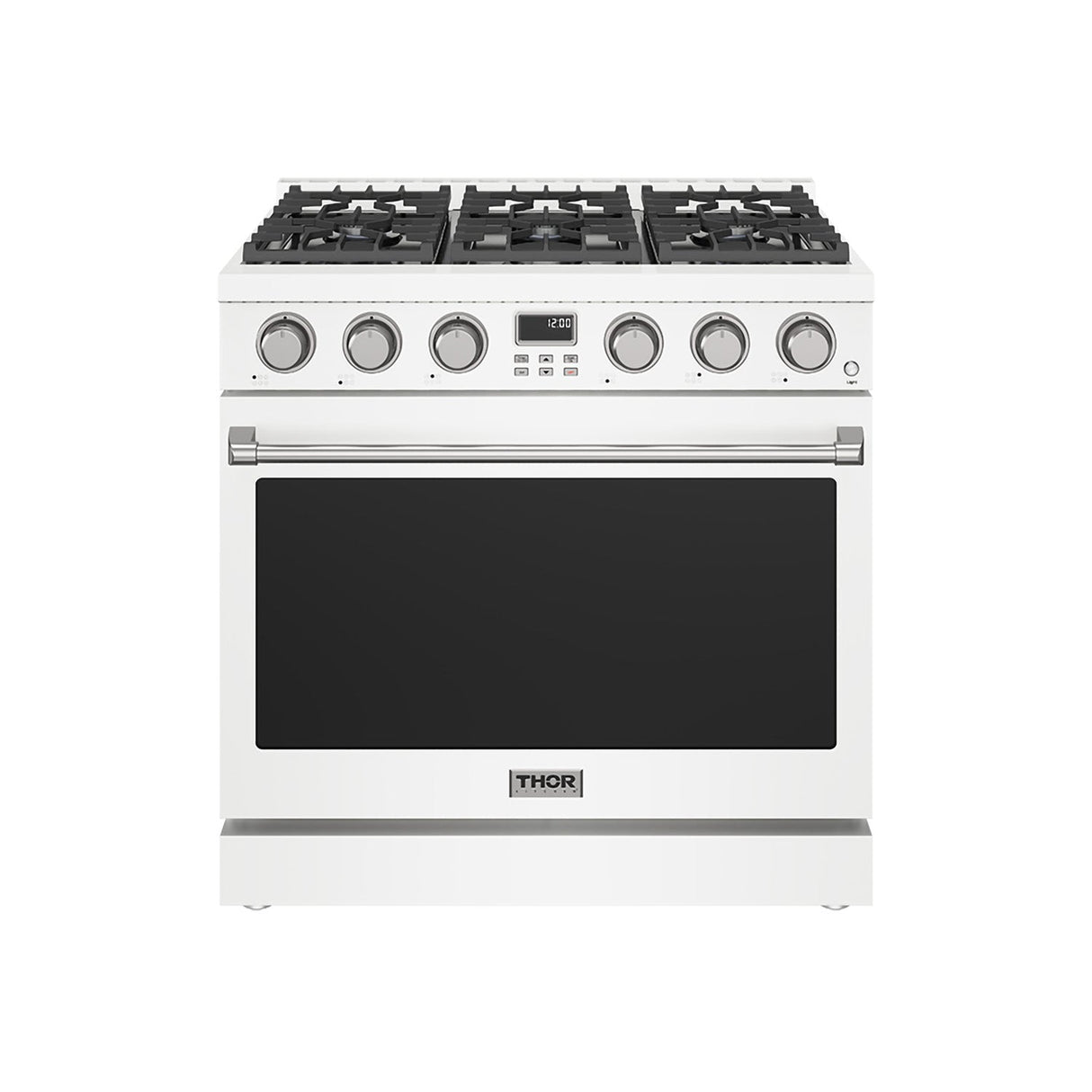 36 Inch Gas Range In White - Contemporary Professional