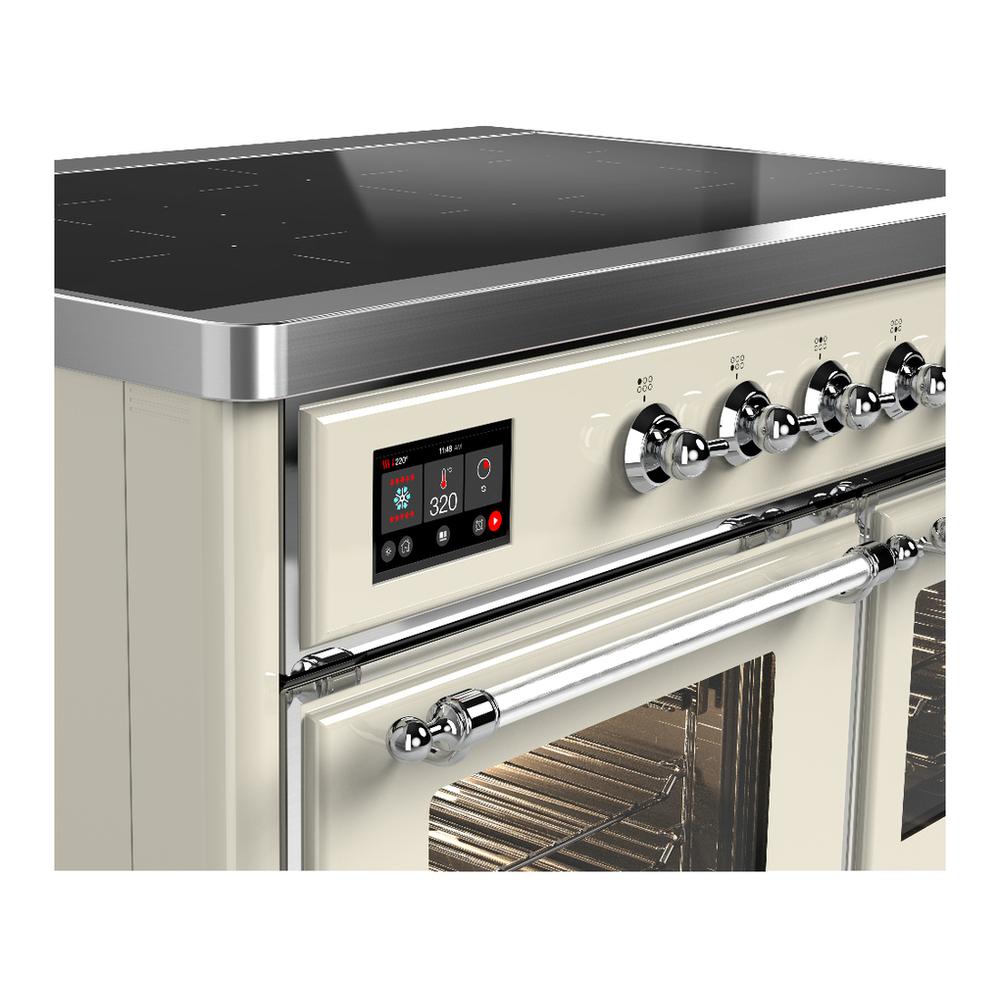 ILVE UMDIB40NR3AWC Majestic III 40 inch Induction Range with 6 Elements, 3.82 cu. ft. Total Oven Capacity (Triple Glass Door, Antique White, Chrome)