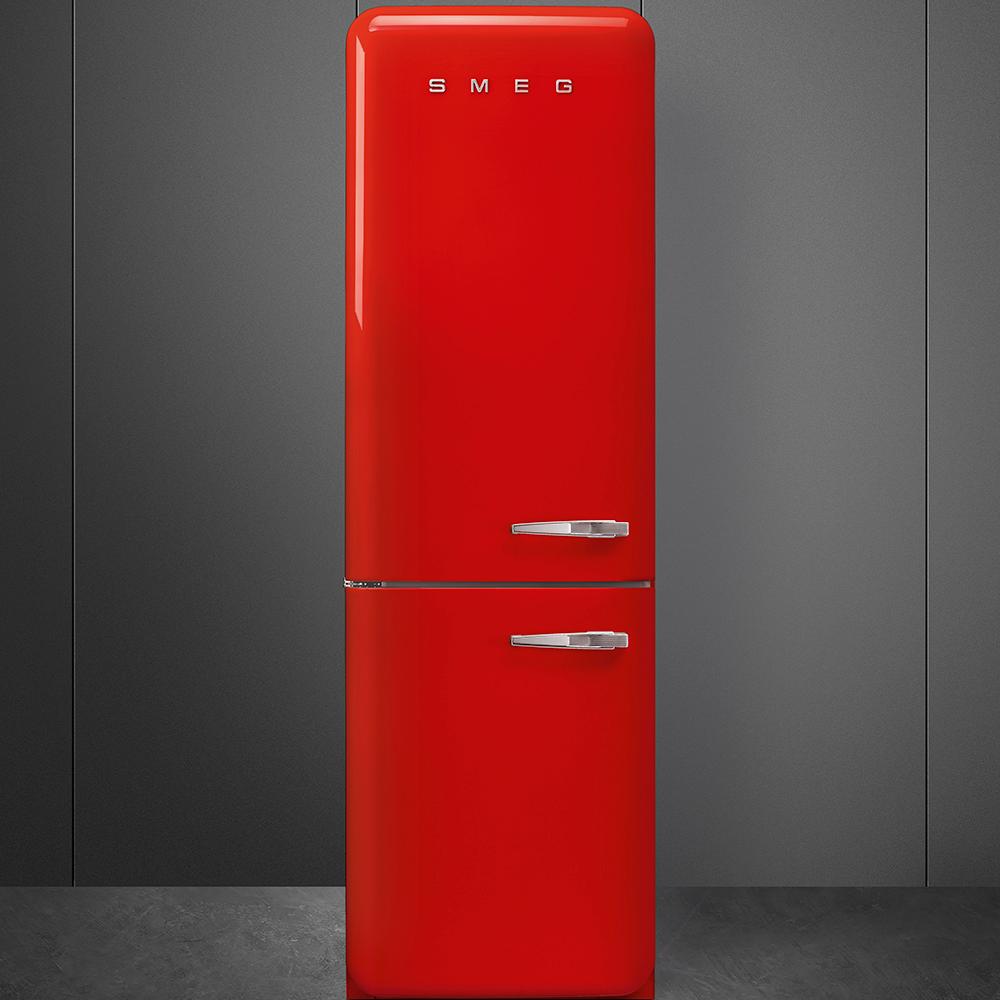 Approx 24" 50'S Style refrigerator with automatic freezer, Red, Left hand hinge