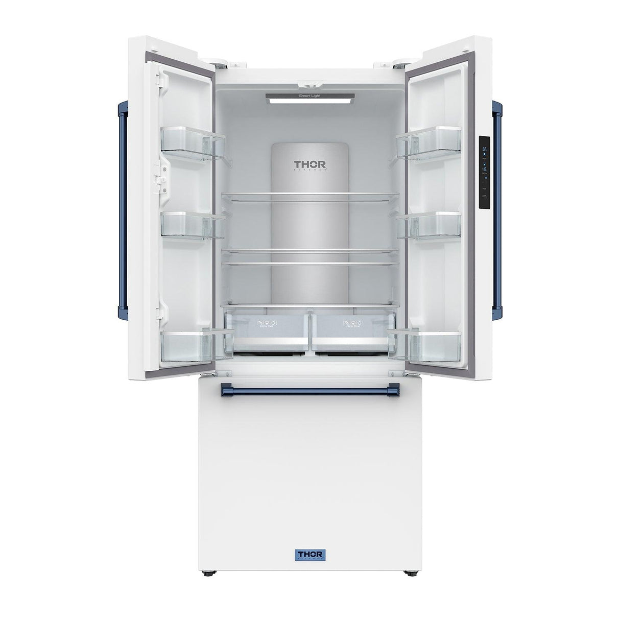 30 Inch French Door Counter Depth Refrigerator With Ice Maker - White/blue Gordon Ramsay Series