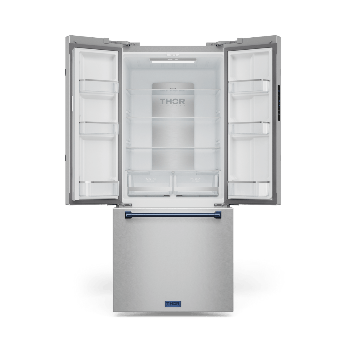 30 Inch 17.5 Cu Ft French Door Counter Depth Refrigerator With Ice Maker In Stainless Steel/navy Blue Gordon Ramsay Series