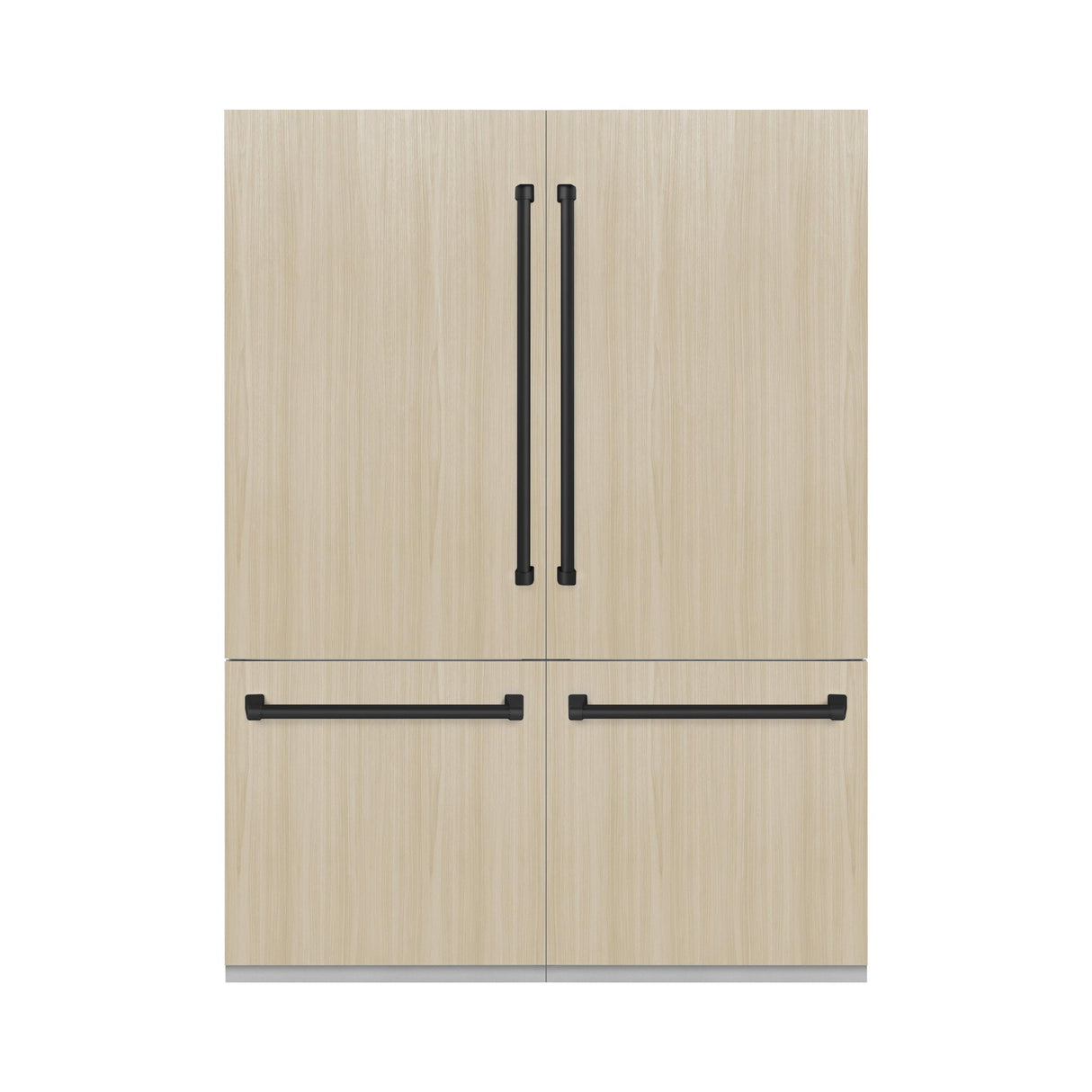 ZLINE Autograph Edition 60 in. 32.2 cu. ft. Panel Ready French Door Built-In Bottom Freezer Refrigerator with Water Dispenser and Ice Maker with Graphite Gray Interior and Matte Black Accents (GRBIVZ-60-MB)