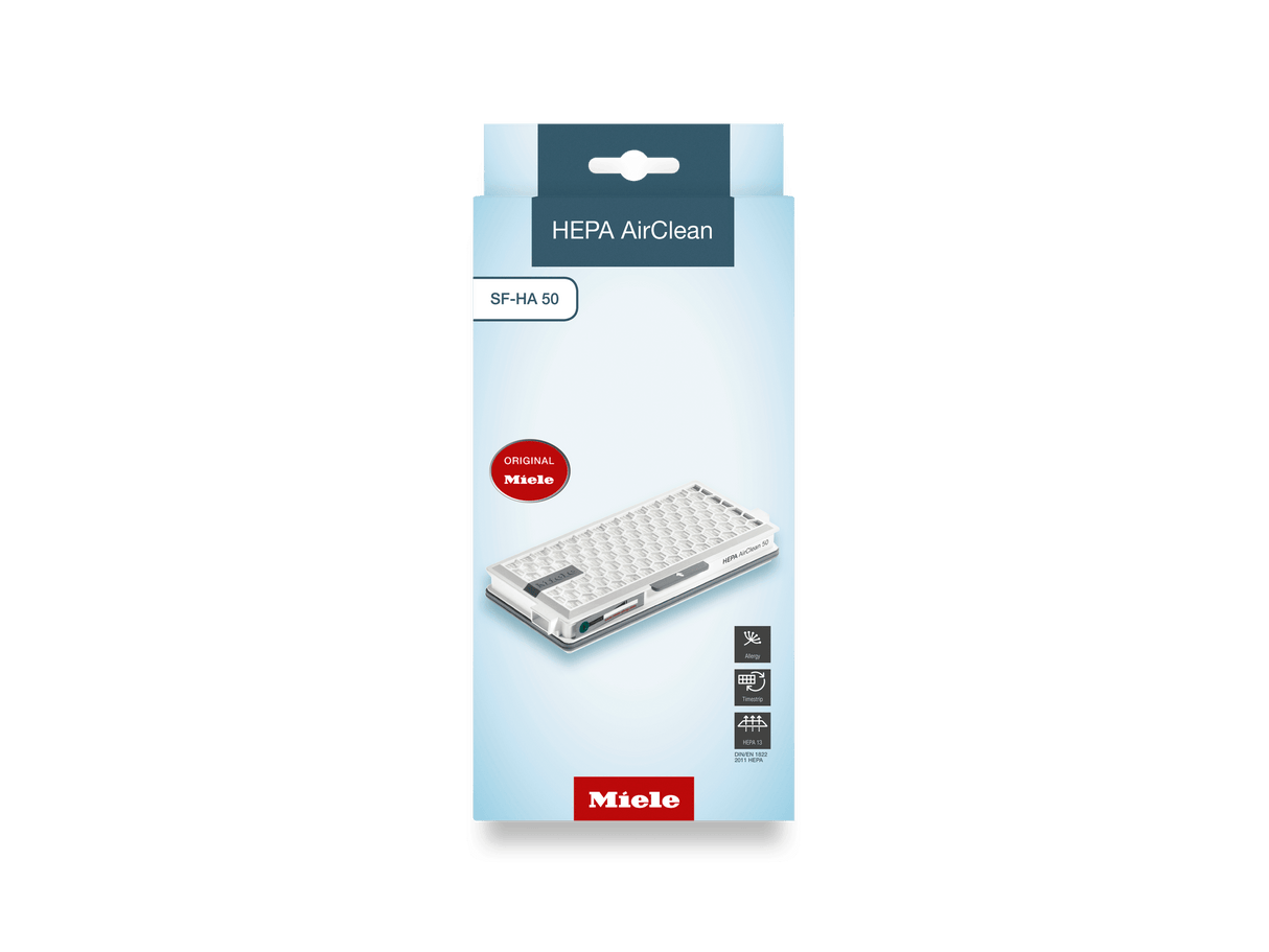 HEPA AirClean Filter with TimeStrip® - safely traps fine dust and allergens.