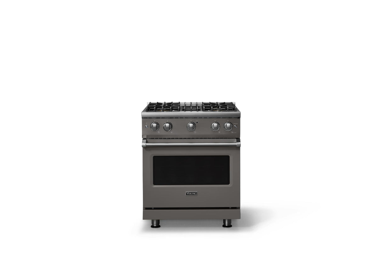 30"W. Sealed Burner Gas Range (Finish: Damascus Gray, Trim: Polished Chrome, Fuel: Natural Gas)
