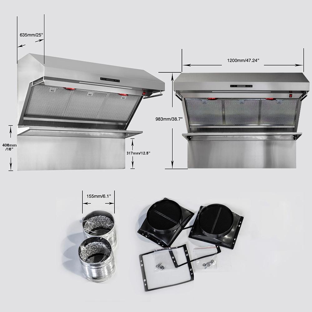 Forno Savona 48-Inch Wall Mount Range Hood, Hybrid Filters, Backsplash Included