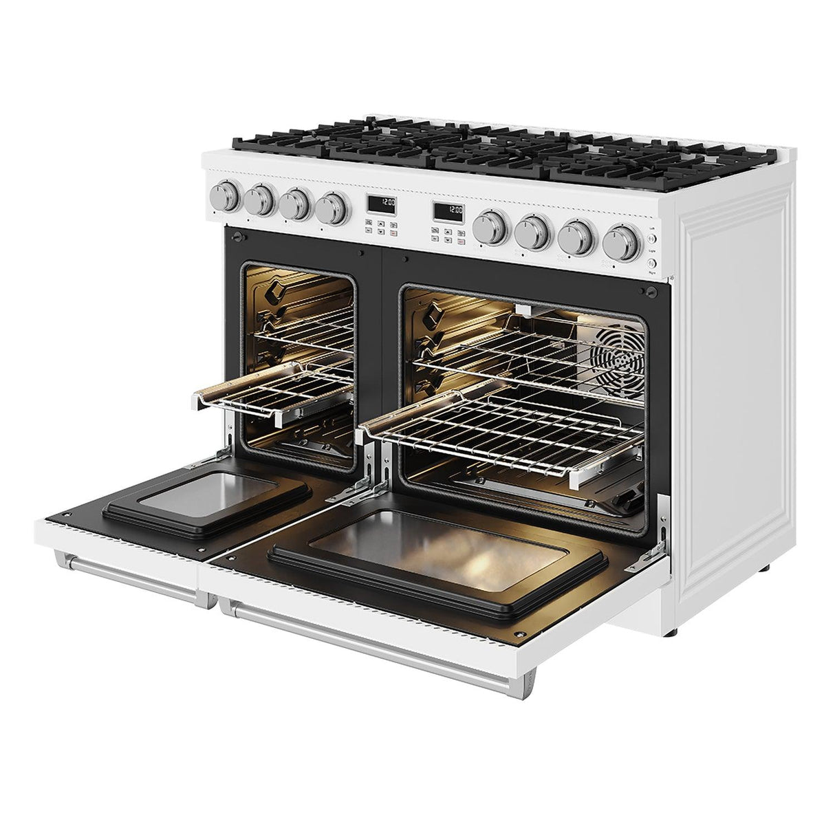 48 Inch Contemporary Professional Gas Range In White
