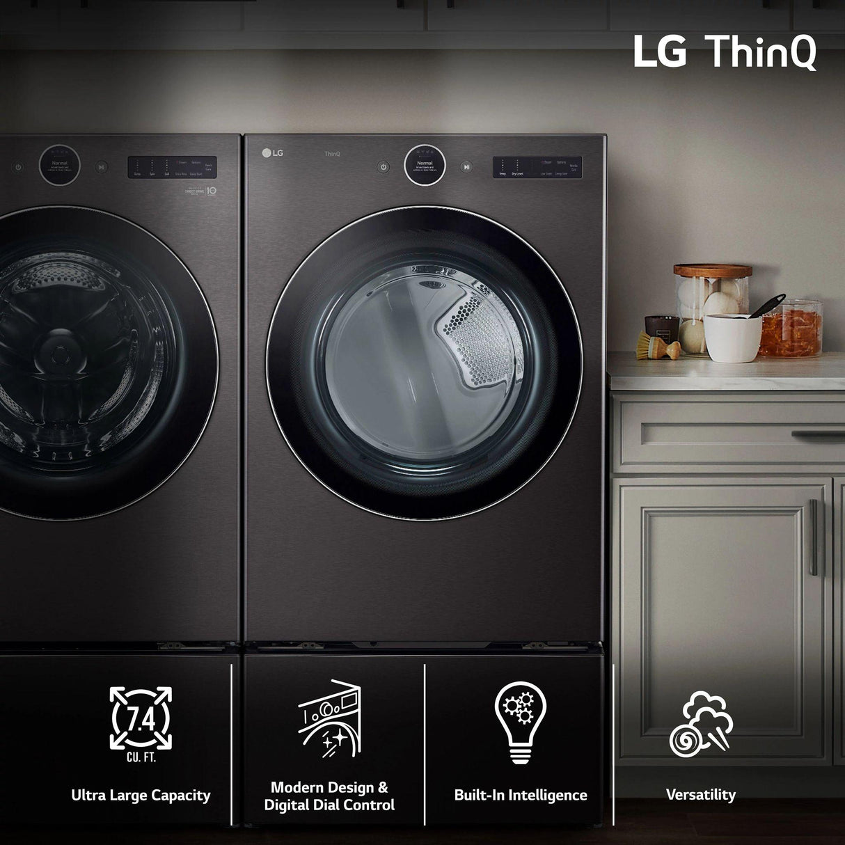 7.4 cu. ft. Ultra Large Capacity Smart Front Load Electric Dryer with Built-In Intelligence & TurboSteam®