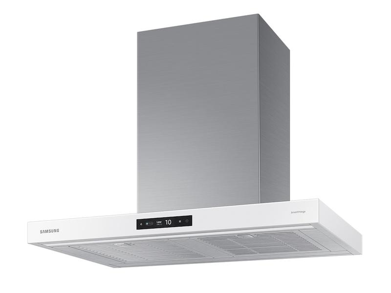 30" Bespoke Smart Wall Mount Hood with LCD Display in Clean White