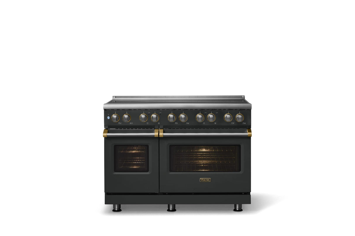 48"W. Induction Range (Finish: Antique Bronze, Trim: Brushed Brass)