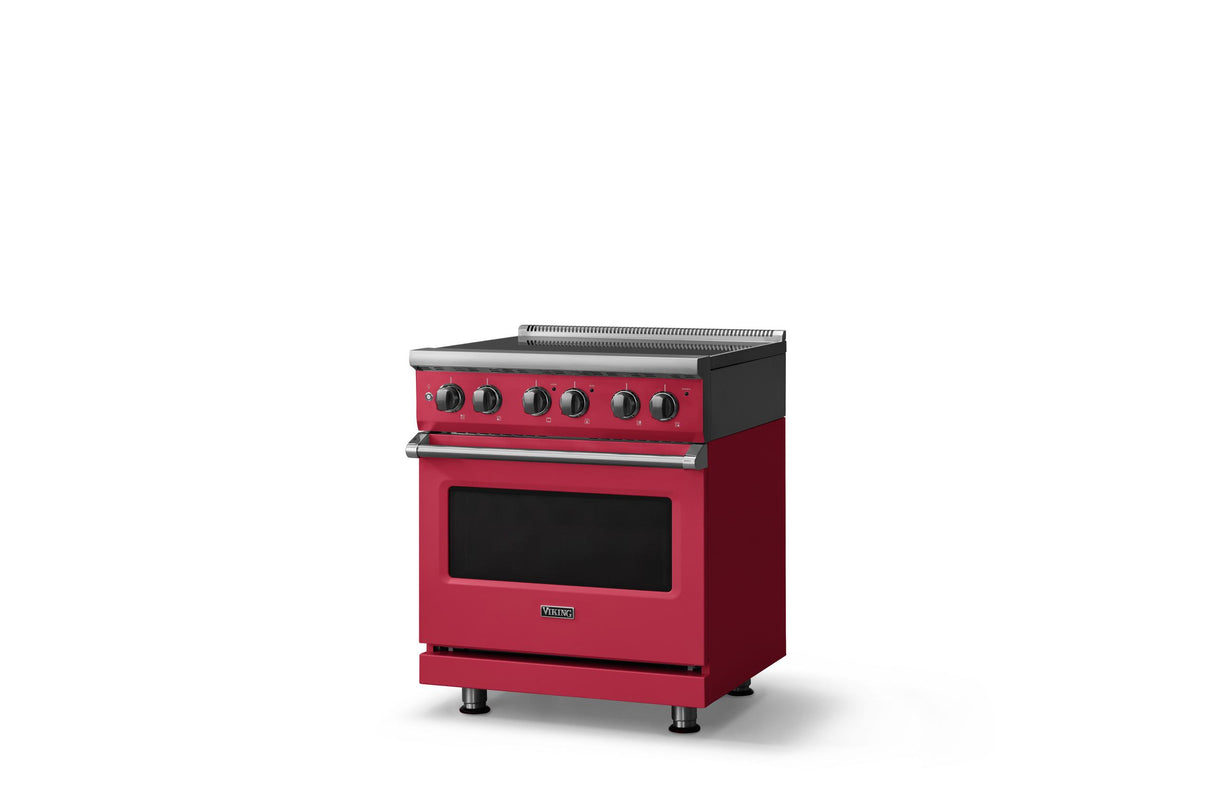 30"W. Electric Range (Finish: Valentine, Trim: Polished Chrome)