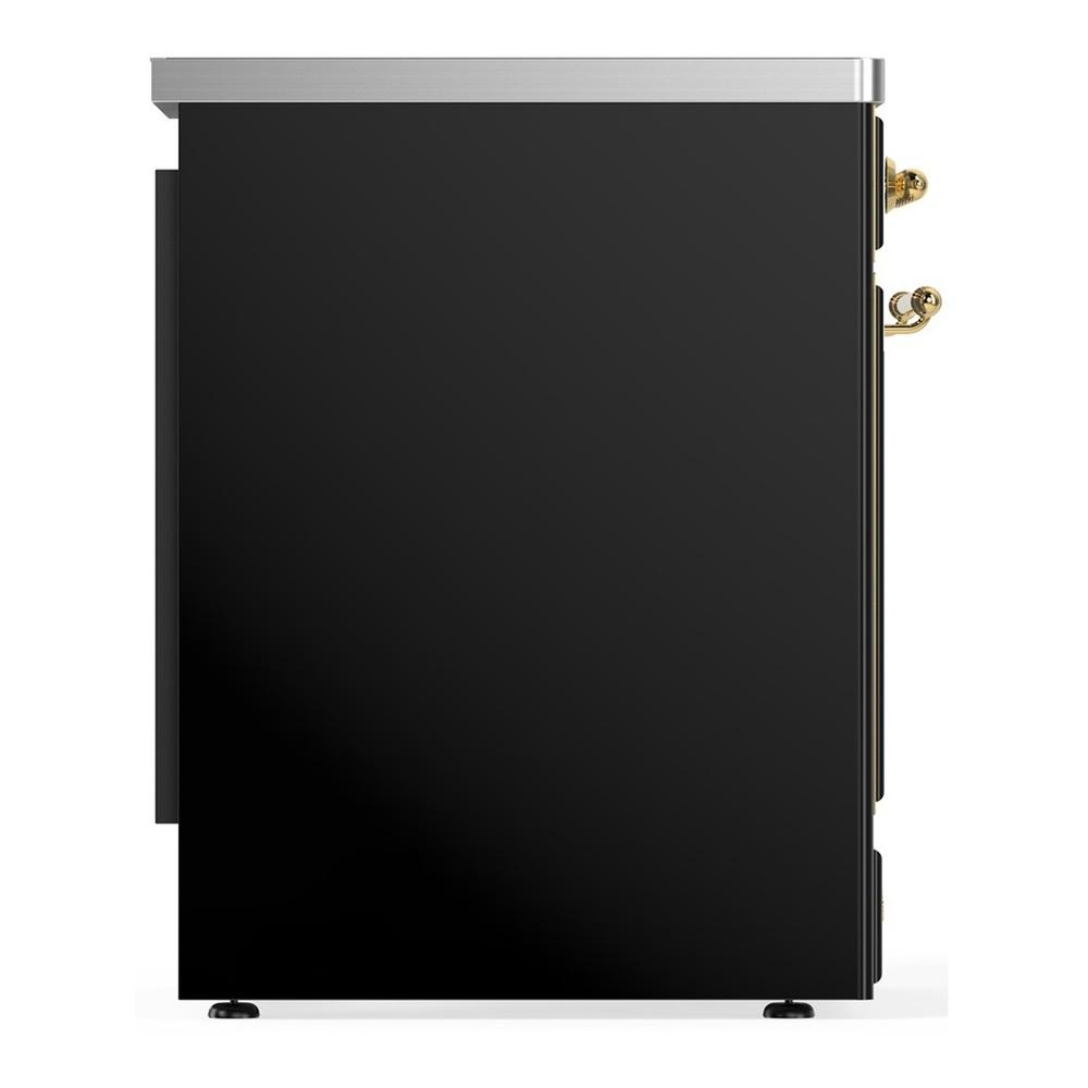 ILVE UMIB30QNR3BKG Majestic III 30 inch Induction Range with 4 Elements, 4 cu. ft. Oven Capacity (Solid Door, Glossy Black, Brass)
