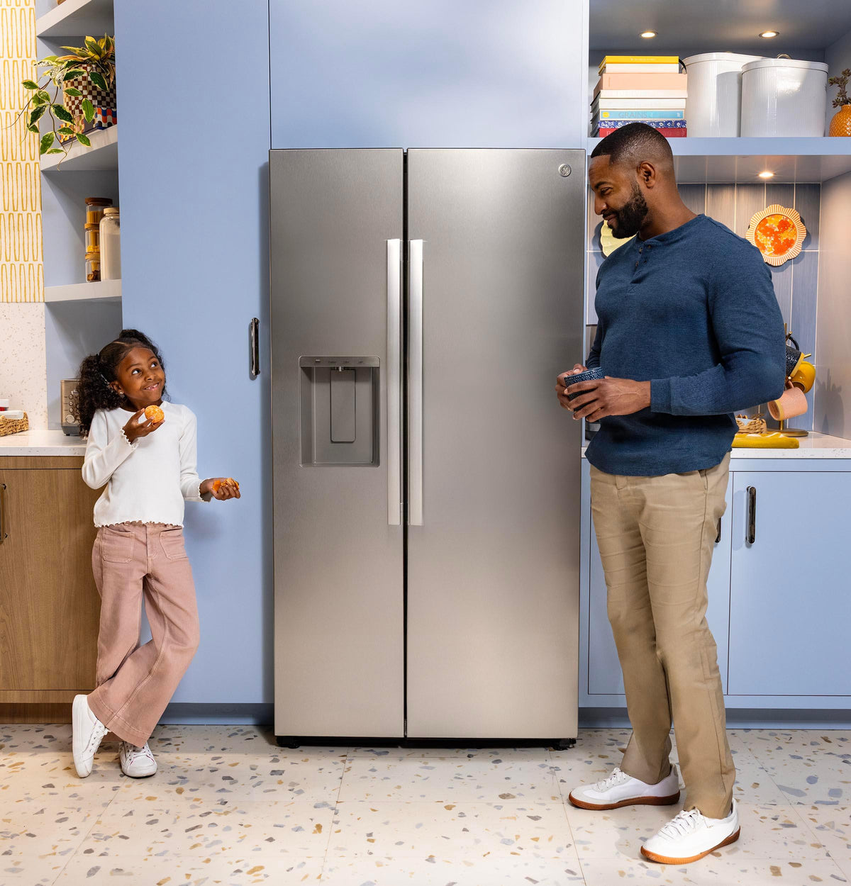GE® 23.6 Cu. Ft. Counter-Depth Side-By-Side Refrigerator with Extra Tall Dispenser and In-Door Icemaker