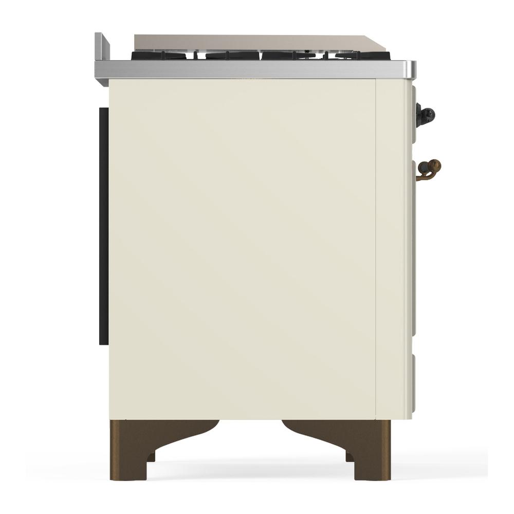 ILVE UMD40FNR3AWBLP Majestic III 40 inch Dual Fuel Range with 6 Burners and Griddle, Dual Function Burner up to 25,000 BTU (Liquid Propane, Triple Glass Door, Antique White, Burnished)