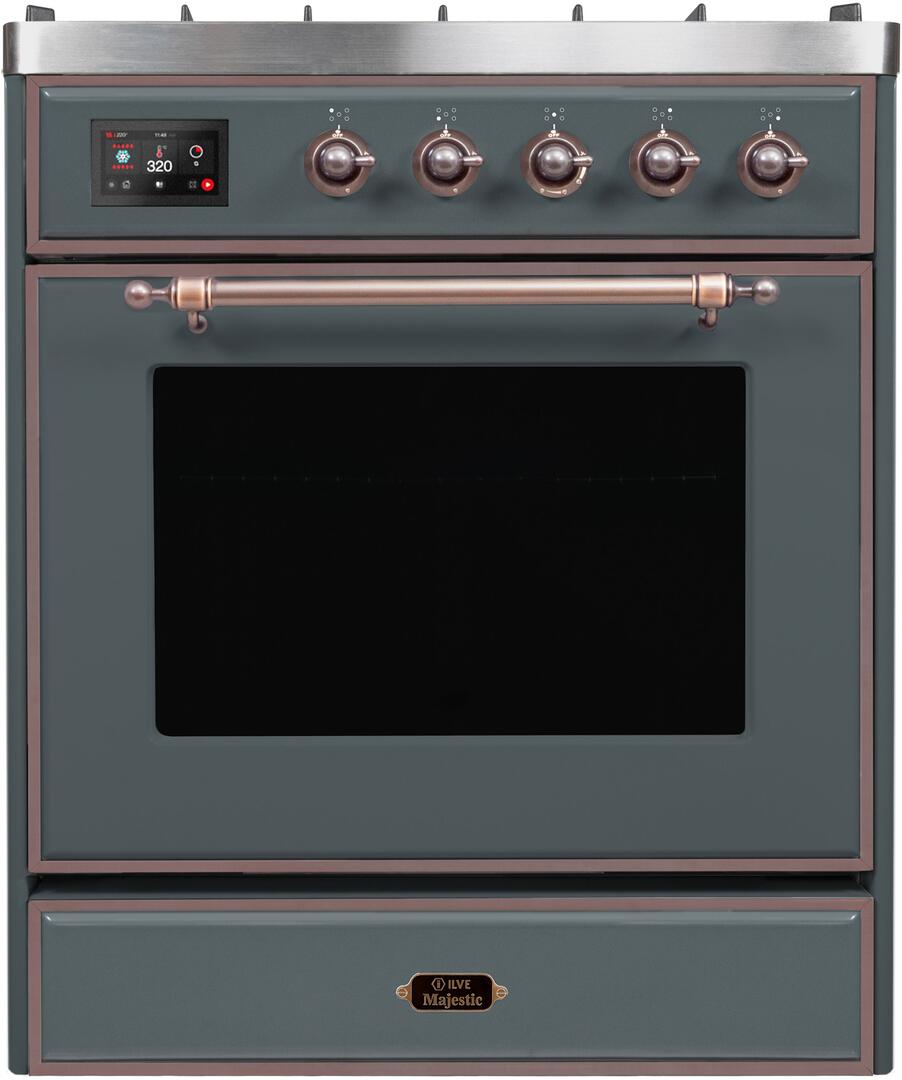 Majestic II 30 Inch Dual Fuel Liquid Propane Freestanding Range in Blue Grey with Bronze Trim