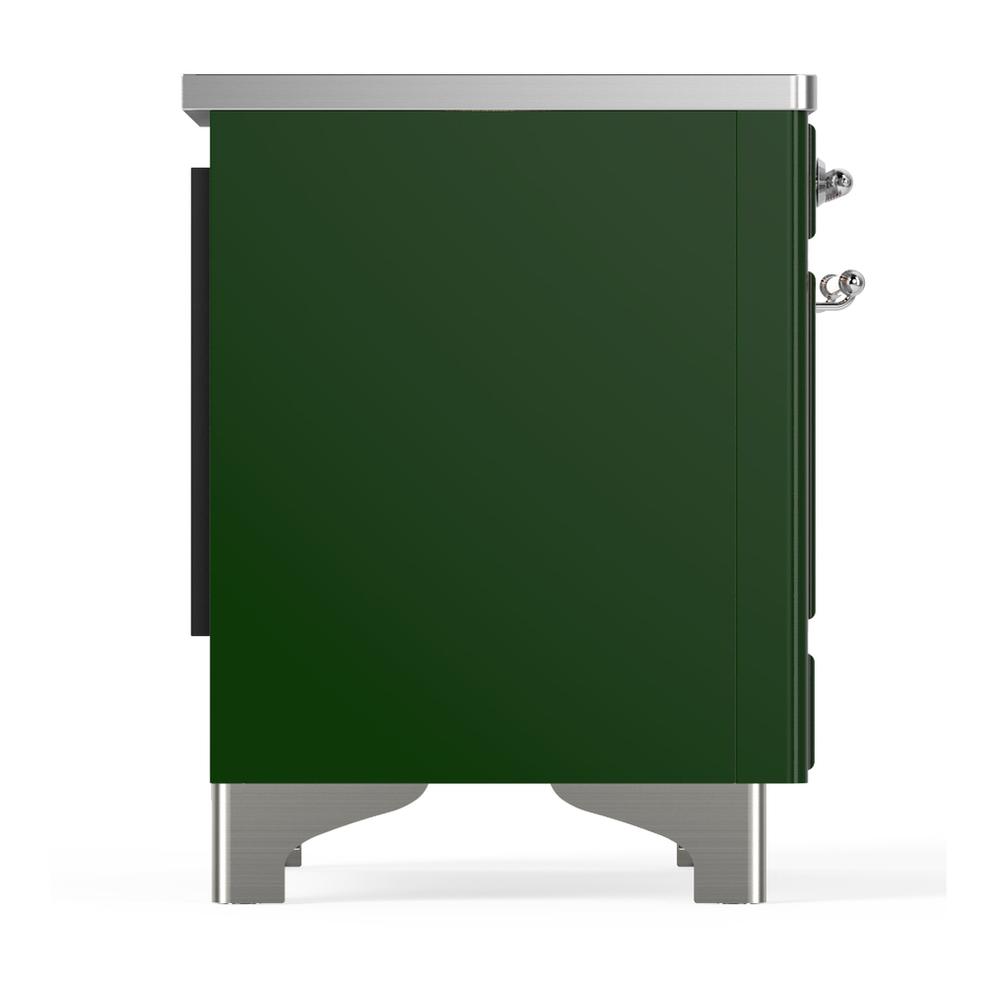 ILVE UMIB36QNR3EGC Majestic III 36 inch Induction Range with 6 Elements, 3.5 cu. ft. Total Oven Capacity (Solid Door, Emerald Green, Chrome)