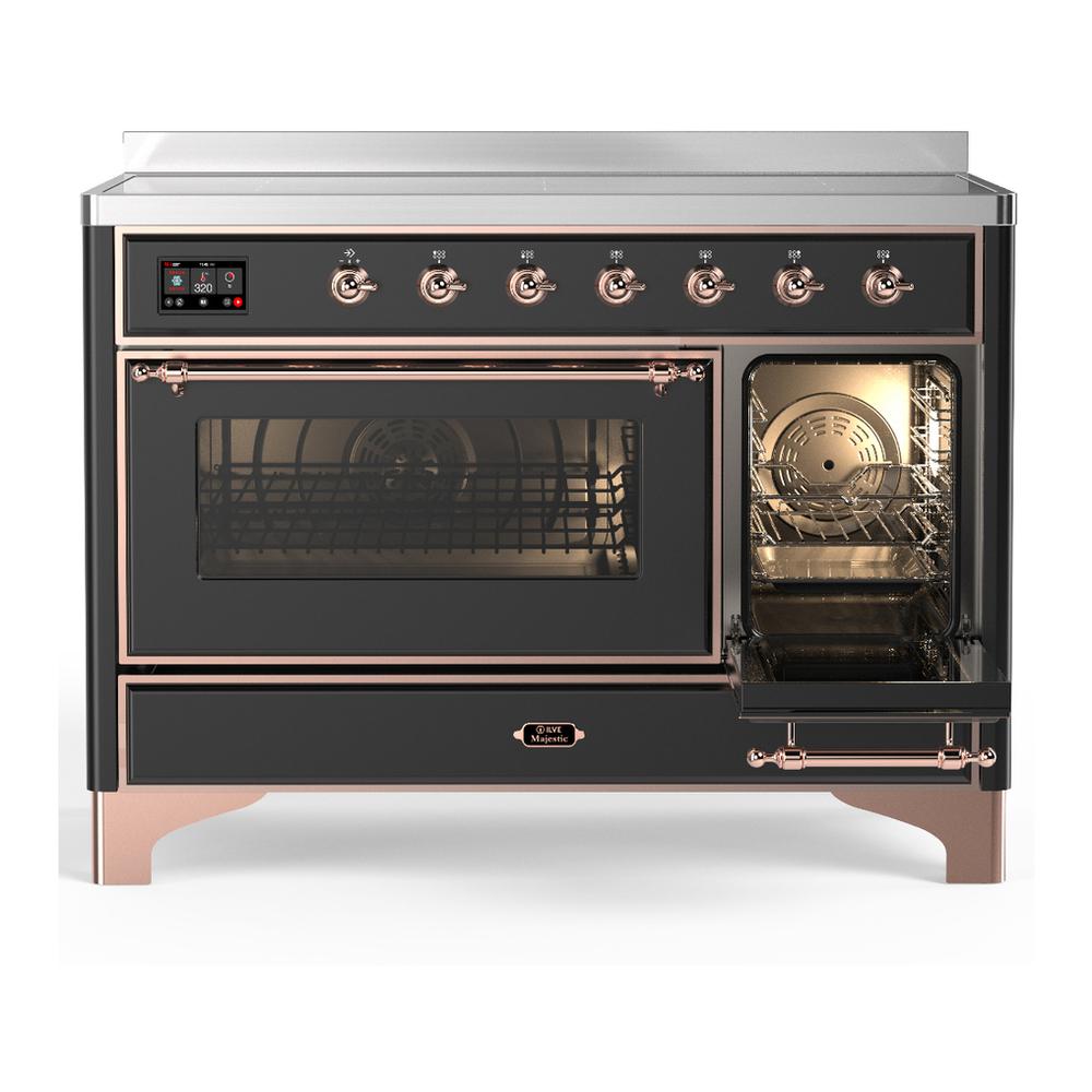 ILVE UMIB48NR3MGP Majestic III 48 inch Induction Range with 6 Elements, 5.02 cu. ft. Total Oven Capacity (Triple Glass Door, Graphite Matte, Copper)