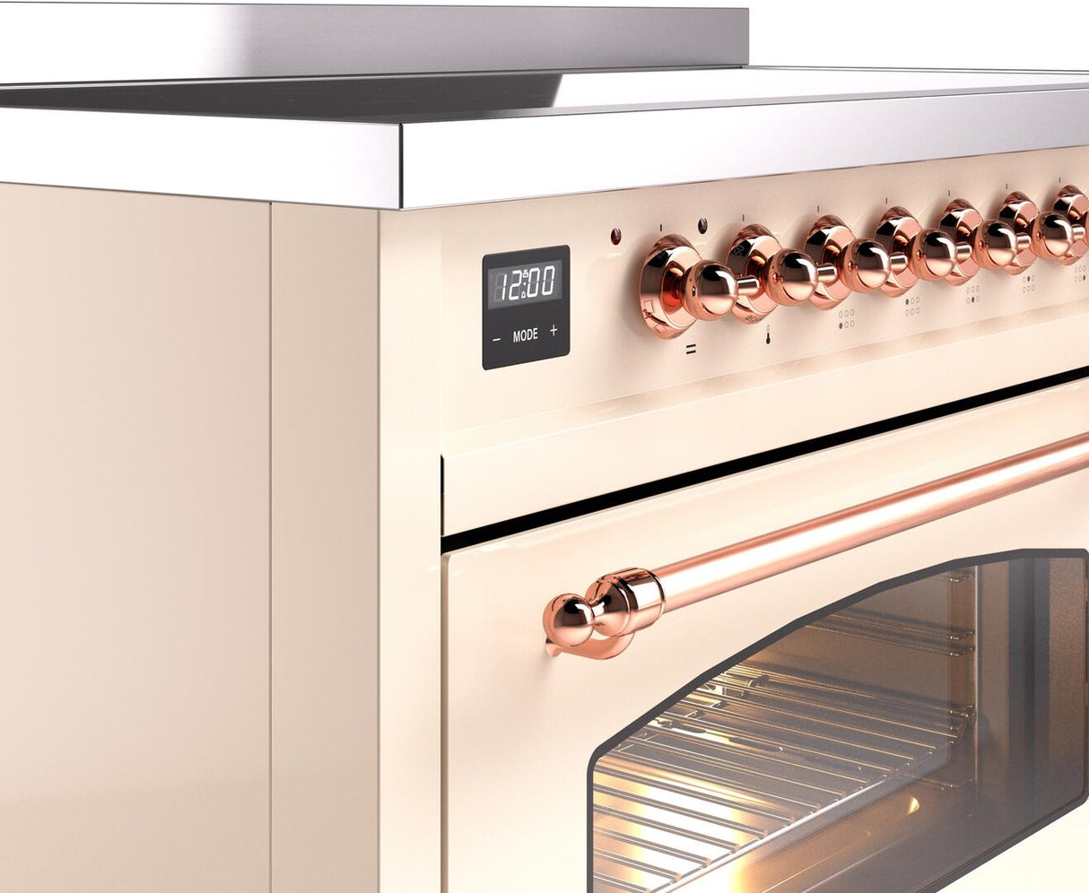 Nostalgie II 48 Inch Electric Freestanding Range in Antique White with Copper Trim