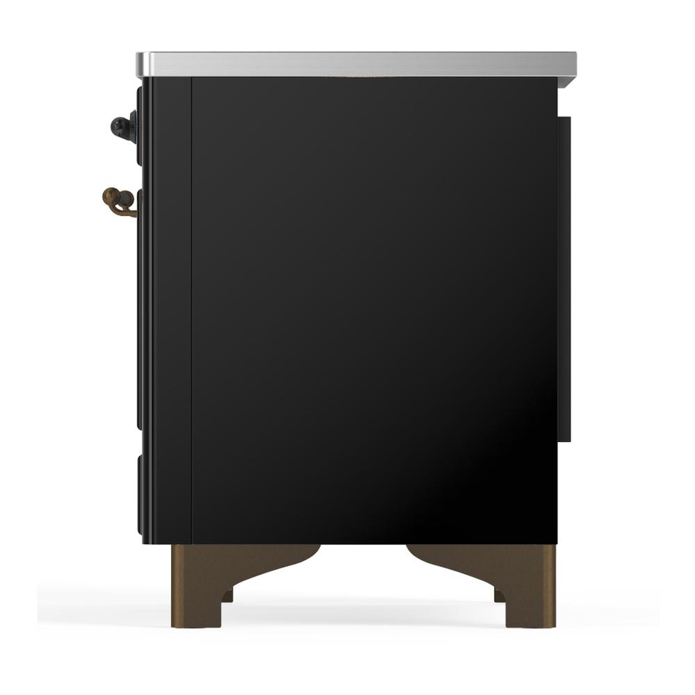 ILVE UMIB36NR3BKB Majestic III 36 inch Induction Range with 6 Elements, 3.5 cu. ft. Total Oven Capacity (Triple Glass Door, Glossy Black, Burnished)