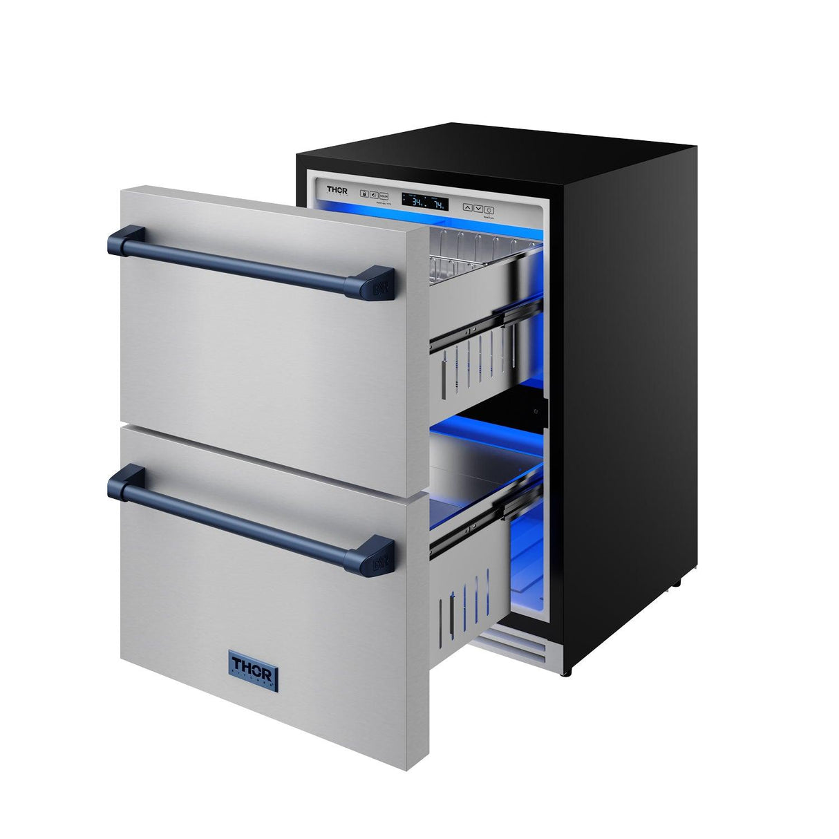 24 Inch Undercounter Built-in or Freestanding Drawer Refrigerator - Stainless Steel/blue Gordon Ramsay Series