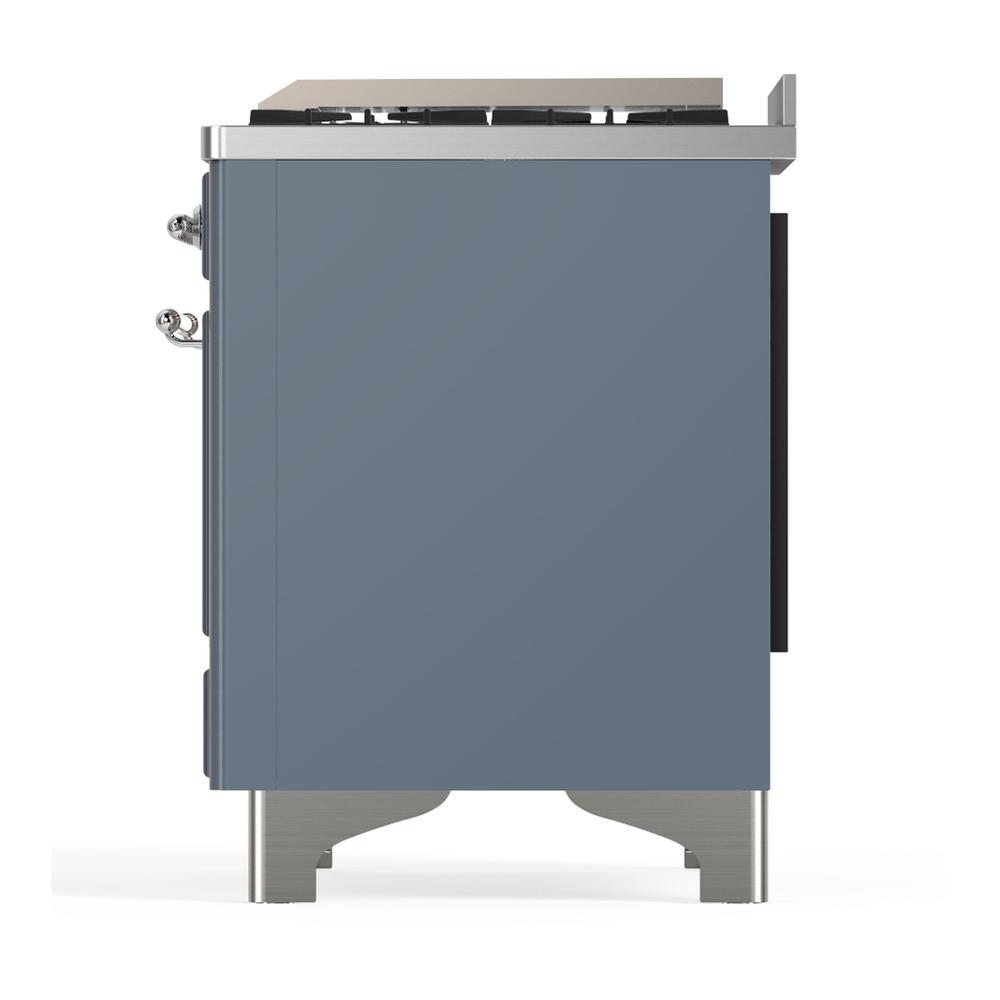 ILVE UMD40FNR3BGC Majestic III 40 inch Dual Fuel Range with 6 Burners and Griddle, Dual Function Burner up to 25,000 BTU (Natural Gas, Triple Glass Door, Blue Grey, Chrome)