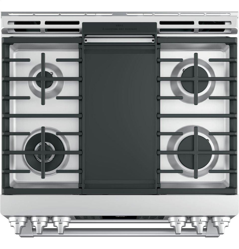 GE Cafe™ Series 30" Slide-In Front Control Gas Double Oven with Convection Range