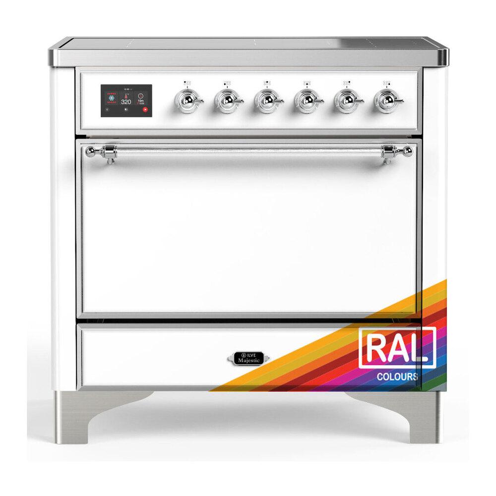 ILVE UMIB36QNR3RAC Majestic III 36 inch Induction Range with 6 Elements, 3.5 cu. ft. Total Oven Capacity (Solid Door, RAL, Chrome)