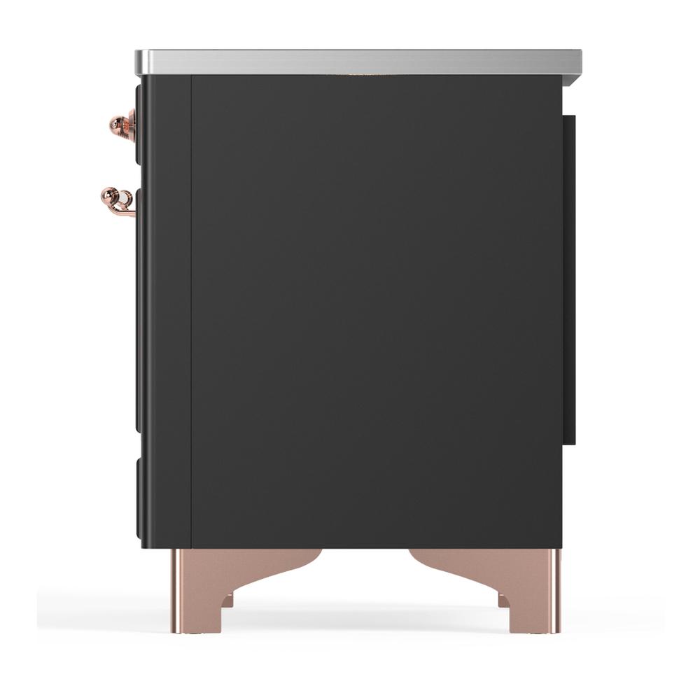 ILVE UMIB36QNR3MGP Majestic III 36 inch Induction Range with 6 Elements, 3.5 cu. ft. Total Oven Capacity (Solid Door, Graphite Matte, Copper)