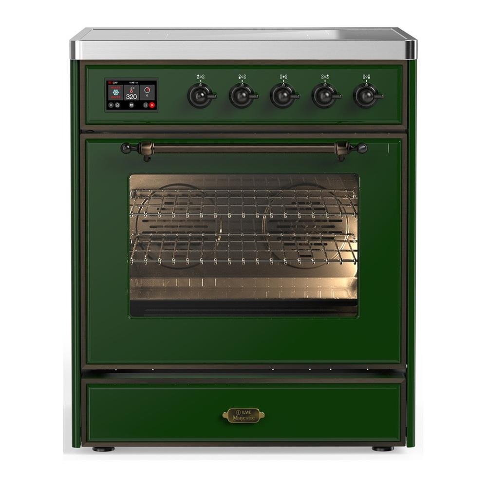 ILVE UMIB30NR3EGB Majestic III 30 inch Induction Range with 4 Elements, 4 cu. ft. Oven Capacity (Triple Glass Door, Emerald Green, Burnished)