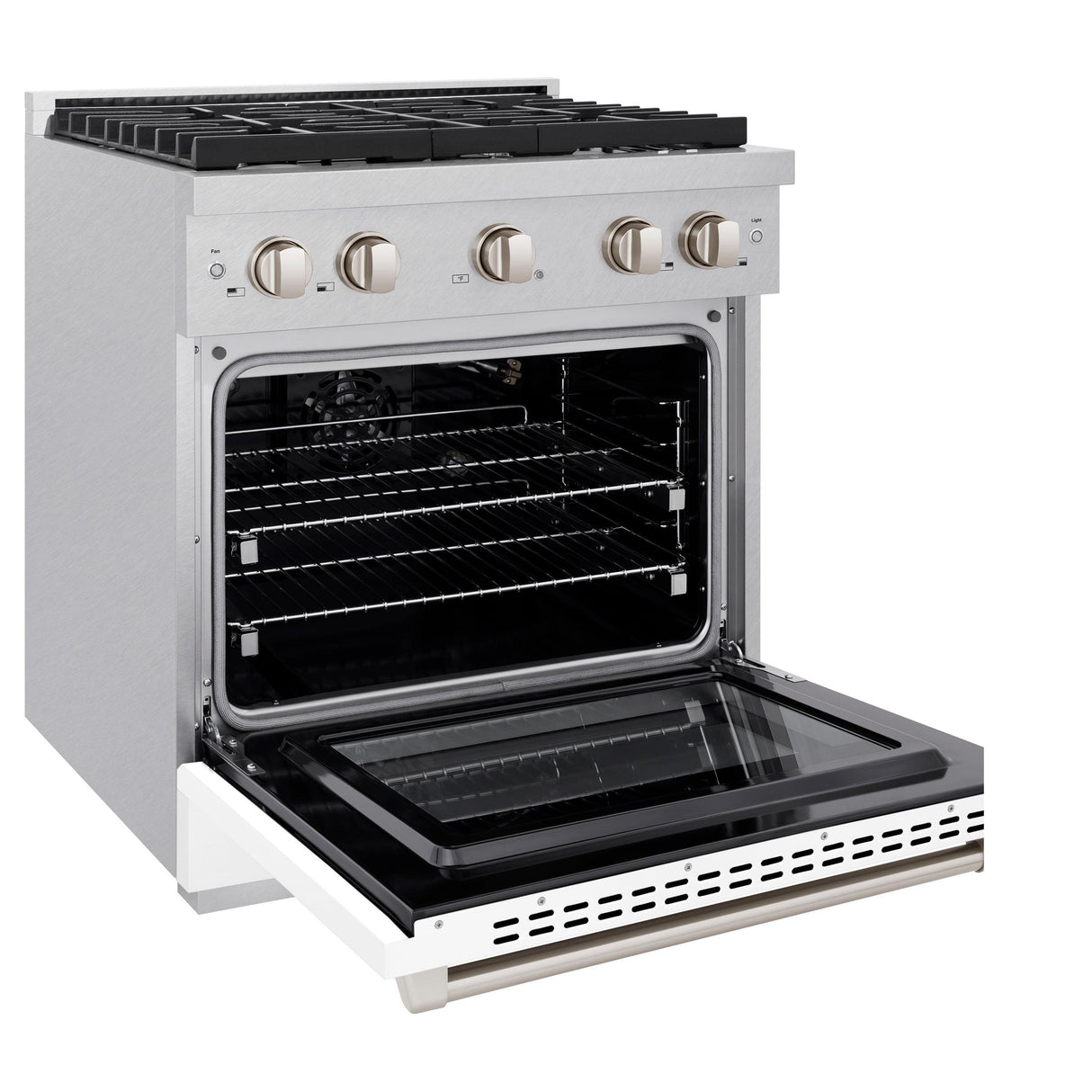 ZLINE 30 in. 4.2 cu. ft. 4 Burner Gas Range with Convection Gas Oven in DuraSnow' Stainless Steel with White Matte Door (SGRS-WM-30)