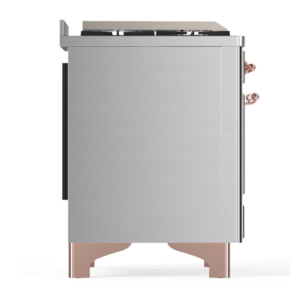 ILVE UM60FQNR3SSP Majestic III 60 inch Dual Fuel Range with 9 Burners and Griddle, Dual Function Burner up to 25,000 BTU (Natural Gas, Solid Door, Stainless Steel, Copper)