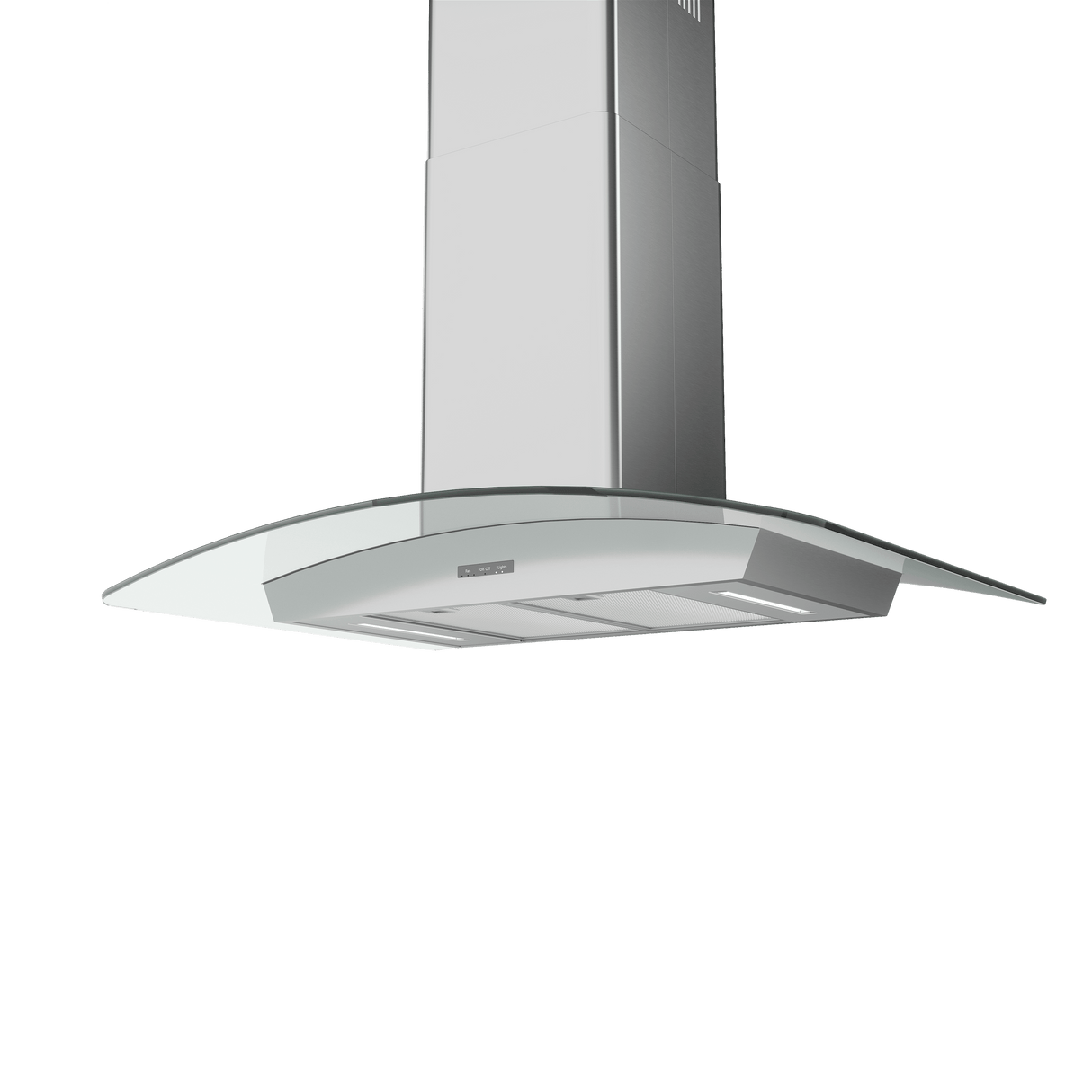 Brisas Curved Glass Chim. Is., 30" G, 600 CFM, ACT, LED