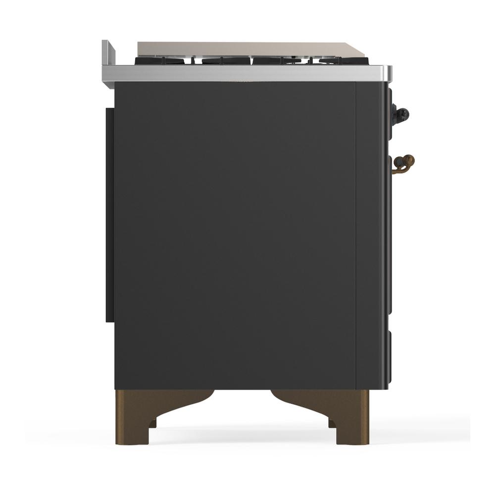 ILVE UM48FNR3MGBLP Majestic III 48 inch Dual Fuel Range with 8 Burners and Griddle, Dual Function Burner up to 25,000 BTU (Liquid Propane, Triple Glass Door, Graphite Matte, Burnished)