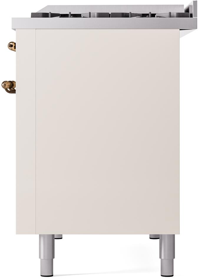 Nostalgie II 48 Inch Dual Fuel Natural Gas Freestanding Range in Antique White with Bronze Trim