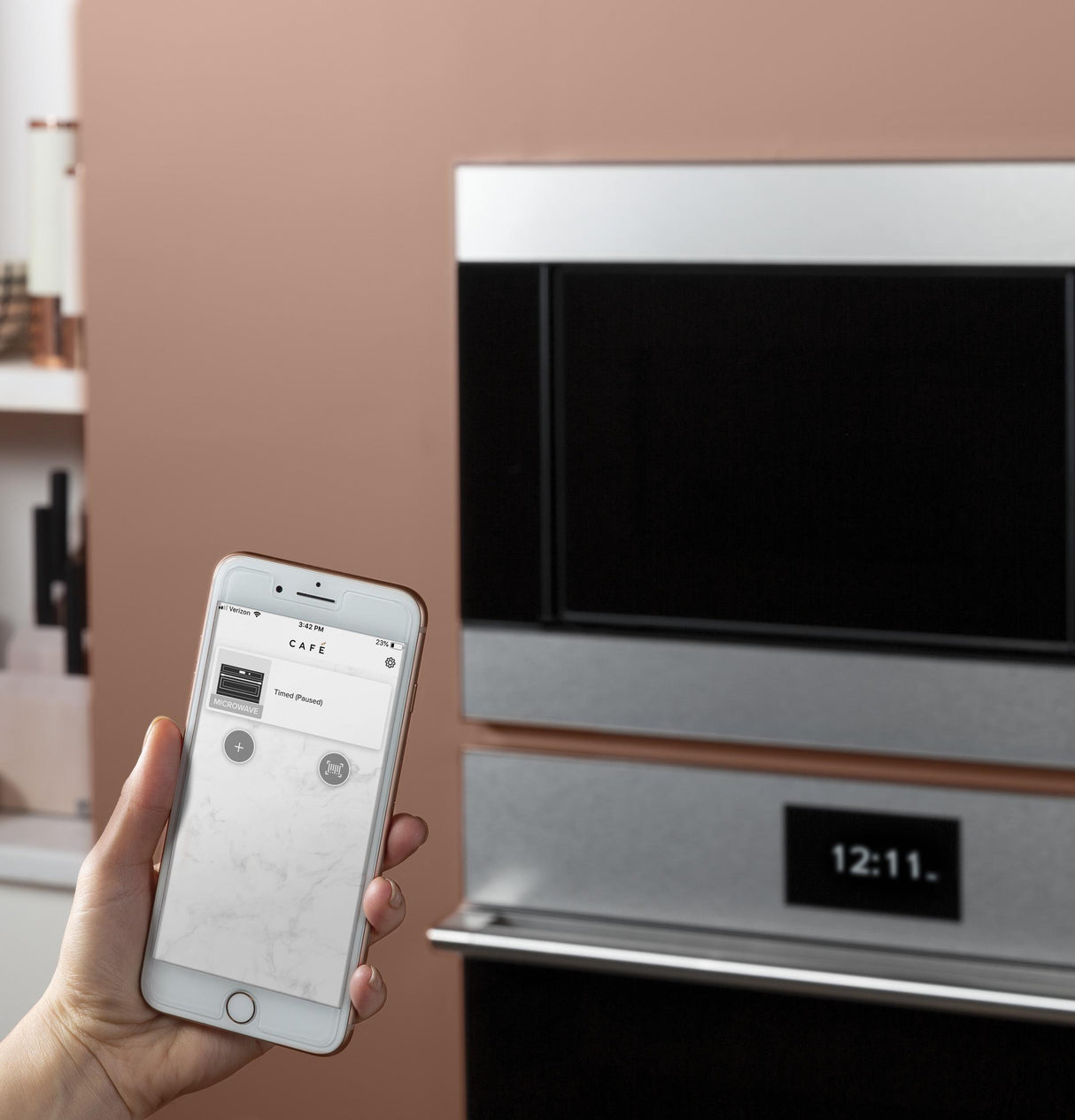 CAF(EBACK)™ 1.5 Cu. Ft. Smart Countertop Convection/Microwave Oven in Platinum Glass