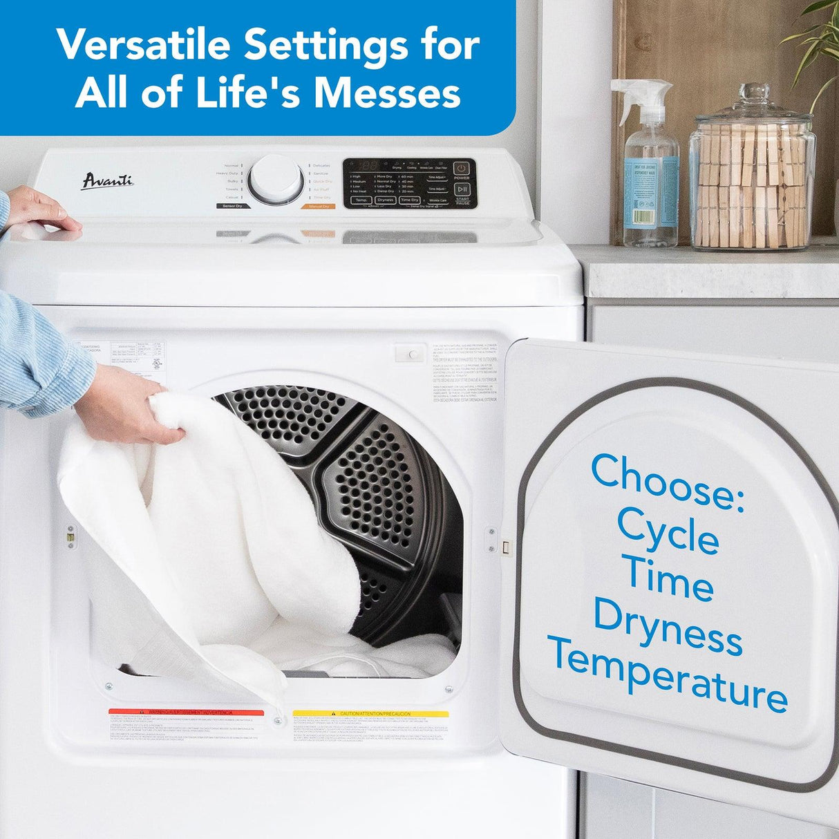 Avanti Front Load Gas Vented Clothes Dryer, 7.0 cu. ft. Capacity - White / 7.0 cu. ft.