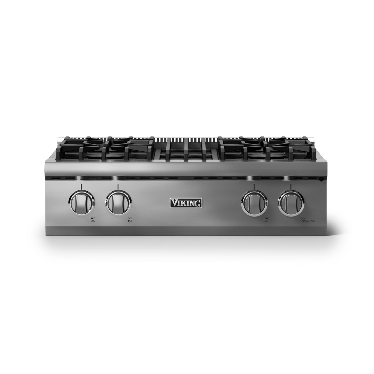 30"W. Gas Rangetop (Finish: Stainless Steel, Trim: Polished Chrome, Fuel: Natural Gas)
