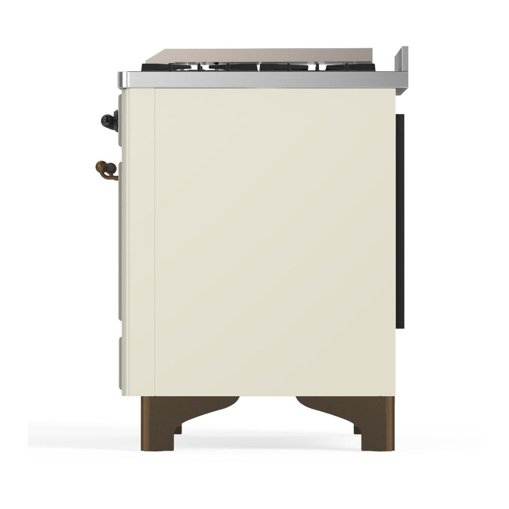 ILVE UM36FNR3AWBLP Majestic III 36 inch Dual Fuel Range with 6 Black Brass Burners and Griddle, Dual Function Burner up to 25,000 BTU (Triple Glass Door, Antique White, Burnished, Liquid Propane)