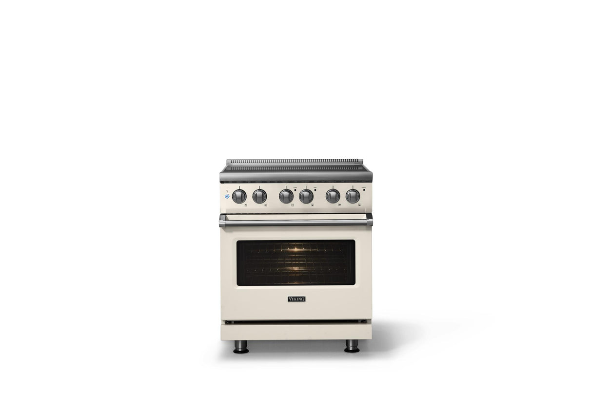 30"W. Electric Range (Finish: Pure White, Trim: Polished Chrome)