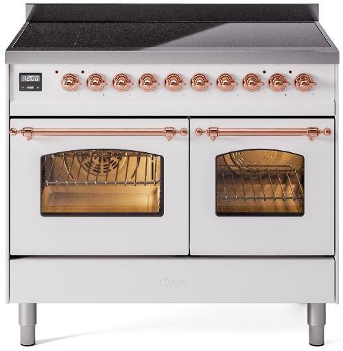 Nostalgie II 40 Inch Electric Freestanding Range in White with Copper Trim