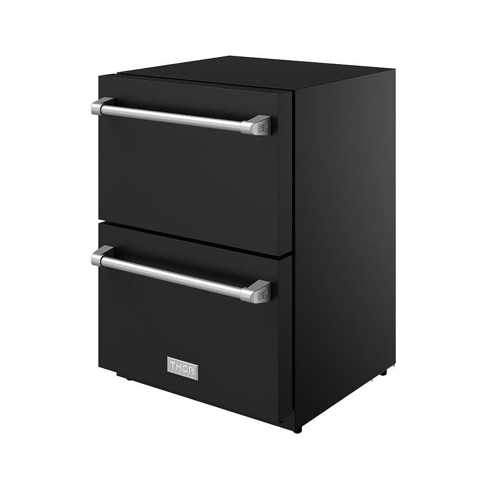 24 Inch Undercounter Built-in or Freestanding Drawer Refrigerator - Black/stainless Steel Gordon Ramsay Series