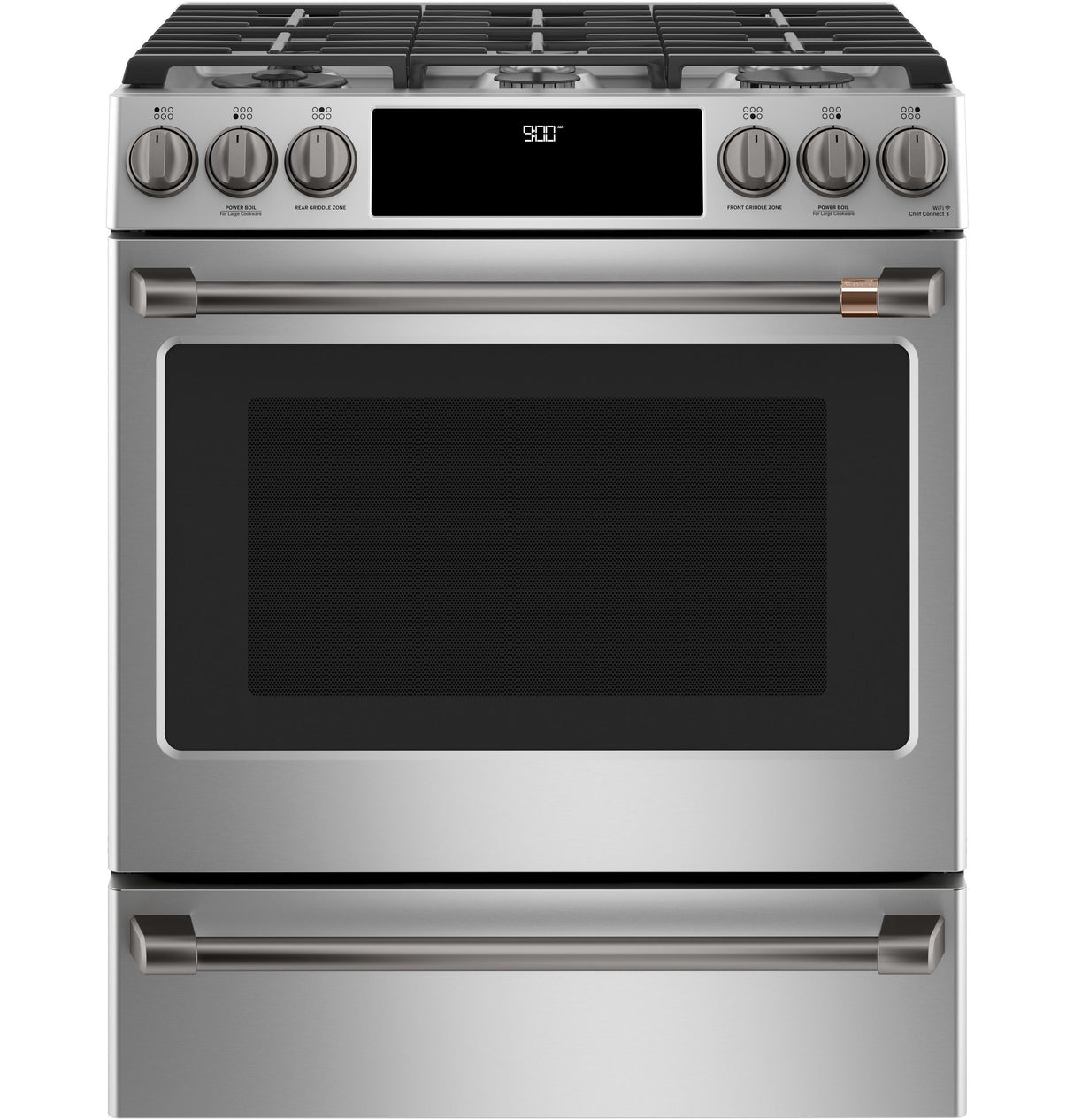 Café™ 30" Smart Slide-In, Front-Control, Dual-Fuel Range with Warming Drawer