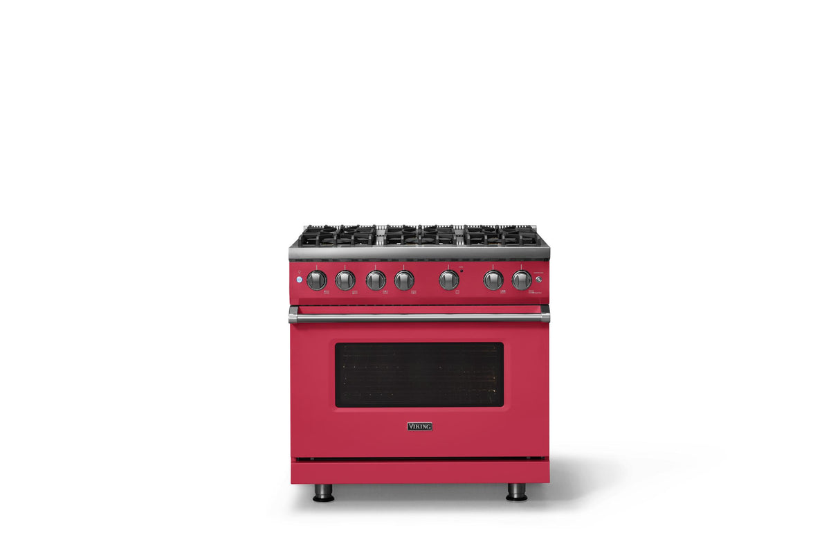 36"W. Sealed Burner Gas Range (Burner: 6b, Finish: Valentine, Trim: Polished Chrome, Fuel: Natural Gas)