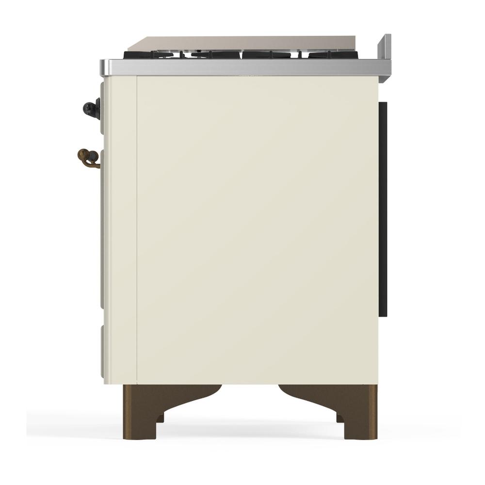 ILVE UM60FNR3AWB Majestic III 60 inch Dual Fuel Range with 9 Burners and Griddle, Dual Function Burner up to 25,000 BTU (Natural Gas, Triple Glass Door, Antique White, Burnished)