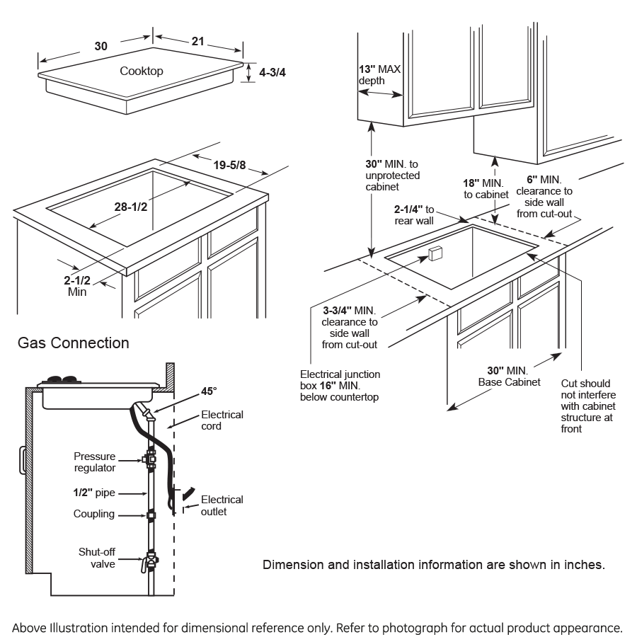 GE® 30" Built-In Gas Cooktop
